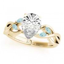 Twisted Pear Aquamarines & Diamonds Bridal Sets 18k Yellow Gold (1.23ct)
