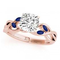 Twisted Cushion Blue Sapphires & Diamonds Bridal Sets 14k Rose Gold (1.23ct)