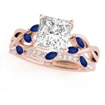 Twisted Princess Blue Sapphires & Diamonds Bridal Sets 14k Rose Gold (0.73ct)