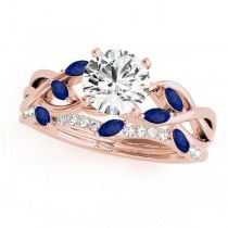 Twisted Round Blue Sapphires & Diamonds Bridal Sets 14k Rose Gold (0.73ct)