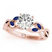 Twisted Round Blue Sapphires & Diamonds Bridal Sets 14k Rose Gold (1.23ct)