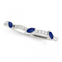 Twisted Oval Blue Sapphires & Diamonds Bridal Sets 14k White Gold (1.23ct)