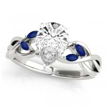 Twisted Pear Blue Sapphires & Diamonds Bridal Sets 14k White Gold (1.23ct)