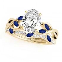 Twisted Oval Blue Sapphires & Diamonds Bridal Sets 14k Yellow Gold (1.73ct)