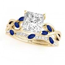 Twisted Princess Blue Sapphires & Diamonds Bridal Sets 14k Yellow Gold (1.23ct)