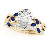 Twisted Pear Blue Sapphires & Diamonds Bridal Sets 14k Yellow Gold (1.23ct)