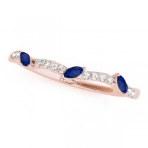 Twisted Cushion Blue Sapphires & Diamonds Bridal Sets 18k Rose Gold (1.23ct)