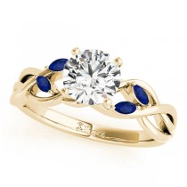 Twisted Round Blue Sapphires & Diamonds Bridal Sets 18k Yellow Gold (0.73ct)
