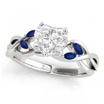 Twisted Heart Blue Sapphires & Diamonds Bridal Sets Palladium (1.23ct)