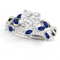 Twisted Heart Blue Sapphires & Diamonds Bridal Sets Palladium (1.73ct)
