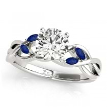 Twisted Round Blue Sapphires & Diamonds Bridal Sets Palladium (0.73ct)