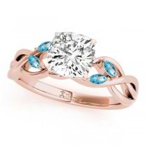 Twisted Cushion Blue Topazes & Diamonds Bridal Sets 14k Rose Gold (1.23ct)