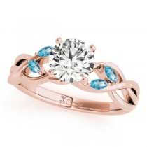 Twisted Round Blue Topazes & Diamonds Bridal Sets 14k Rose Gold (1.23ct)