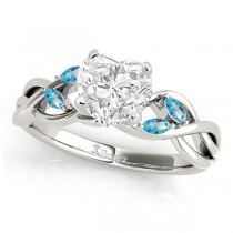 Twisted Heart Blue Topazes & Diamonds Bridal Sets 14k White Gold (1.23ct)