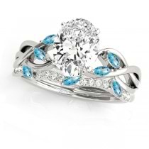 Twisted Oval Blue Topazes & Diamonds Bridal Sets 14k White Gold (1.23ct)