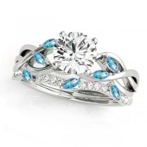 Twisted Round Blue Topazes & Diamonds Bridal Sets 14k White Gold (1.73ct)
