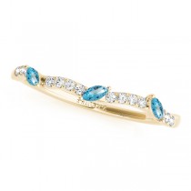 Twisted Pear Blue Topazes & Diamonds Bridal Sets 14k Yellow Gold (1.23ct)