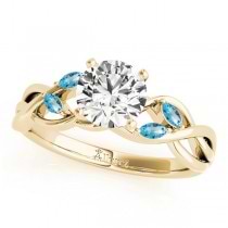 Twisted Round Blue Topazes & Diamonds Bridal Sets 14k Yellow Gold (0.73ct)