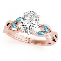 Twisted Oval Blue Topazes & Diamonds Bridal Sets 18k Rose Gold (1.23ct)