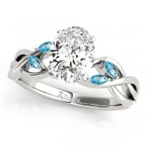 Twisted Oval Blue Topazes & Diamonds Bridal Sets 18k White Gold (1.23ct)