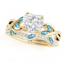 Twisted Heart Blue Topazes & Diamonds Bridal Sets 18k Yellow Gold (1.23ct)