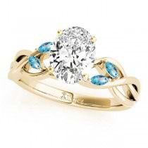 Twisted Oval Blue Topazes & Diamonds Bridal Sets 18k Yellow Gold (1.23ct)