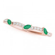 Twisted Cushion Emeralds & Diamonds Bridal Sets 14k Rose Gold (1.23ct)