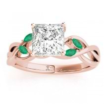 Twisted Princess Emeralds & Diamonds Bridal Sets 14k Rose Gold (1.23ct)