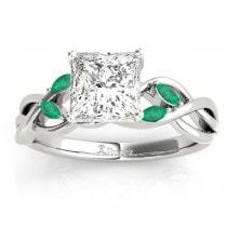 Twisted Princess Emeralds & Diamonds Bridal Sets 14k White Gold (0.73ct)
