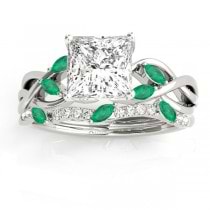 Twisted Princess Emeralds & Diamonds Bridal Sets 14k White Gold (1.73ct)