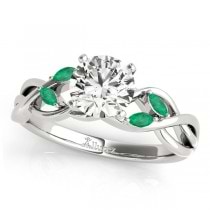 Twisted Round Emeralds & Diamonds Bridal Sets 14k White Gold (1.23ct)