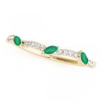 Twisted Cushion Emeralds & Diamonds Bridal Sets 14k Yellow Gold (1.23ct)