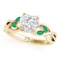 Twisted Heart Emeralds & Diamonds Bridal Sets 14k Yellow Gold (1.23ct)