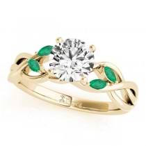 Twisted Round Emeralds & Diamonds Bridal Sets 14k Yellow Gold (0.73ct)