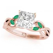 Twisted Princess Emeralds & Diamonds Bridal Sets 18k Rose Gold (1.23ct)