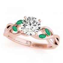 Twisted Round Emeralds & Diamonds Bridal Sets 18k Rose Gold (0.73ct)