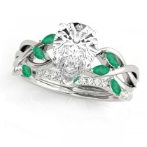 Twisted Pear Emeralds & Diamonds Bridal Sets 18k White Gold (1.73ct)