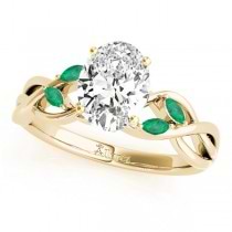 Twisted Oval Emeralds & Diamonds Bridal Sets 18k Yellow Gold (1.23ct)