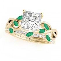 Twisted Princess Emeralds & Diamonds Bridal Sets 18k Yellow Gold (0.73ct)