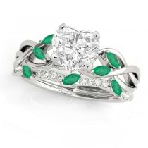 Twisted Heart Emeralds & Diamonds Bridal Sets Palladium (1.23ct)