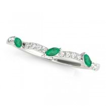 Twisted Oval Emeralds & Diamonds Bridal Sets Palladium (1.23ct)