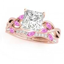 Twisted Princess Pink Sapphires & Diamonds Bridal Sets 14k Rose Gold (1.73ct)