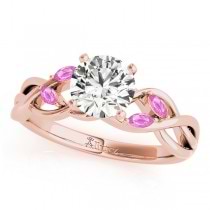 Twisted Round Pink Sapphires & Diamonds Bridal Sets 14k Rose Gold (1.73ct)