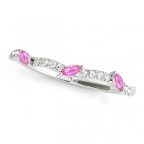 Twisted Cushion Pink Sapphires & Diamonds Bridal Sets 14k White Gold (1.23ct)