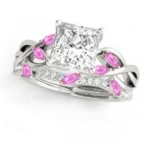 Twisted Princess Pink Sapphires & Diamonds Bridal Sets 14k White Gold (0.73ct)