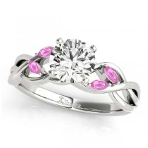 Twisted Round Pink Sapphires & Diamonds Bridal Sets 14k White Gold (0.73ct)