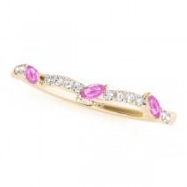 Twisted Cushion Pink Sapphires & Diamonds Bridal Sets 14k Yellow Gold (1.23ct)
