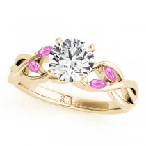 Twisted Round Pink Sapphires & Diamonds Bridal Sets 14k Yellow Gold (1.73ct)
