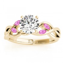 Marquise Pink Sapphire & Diamond Bridal Set Setting 14k Yellow Gold (0.43ct)