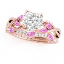 Twisted Heart Pink Sapphires & Diamonds Bridal Sets 18k Rose Gold (1.23ct)